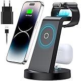 3 in 1 iPhone Ladestation Kabelloses Ladegerät für Apple - Schnelles Wireless Charger für iPhone 15 14 13 12 11 Pro SE X XS XR 8 & Apple Watch 9 8 7 6 SE 5 4 3 2 Air Pods Pro mit 18W Fast Adapter